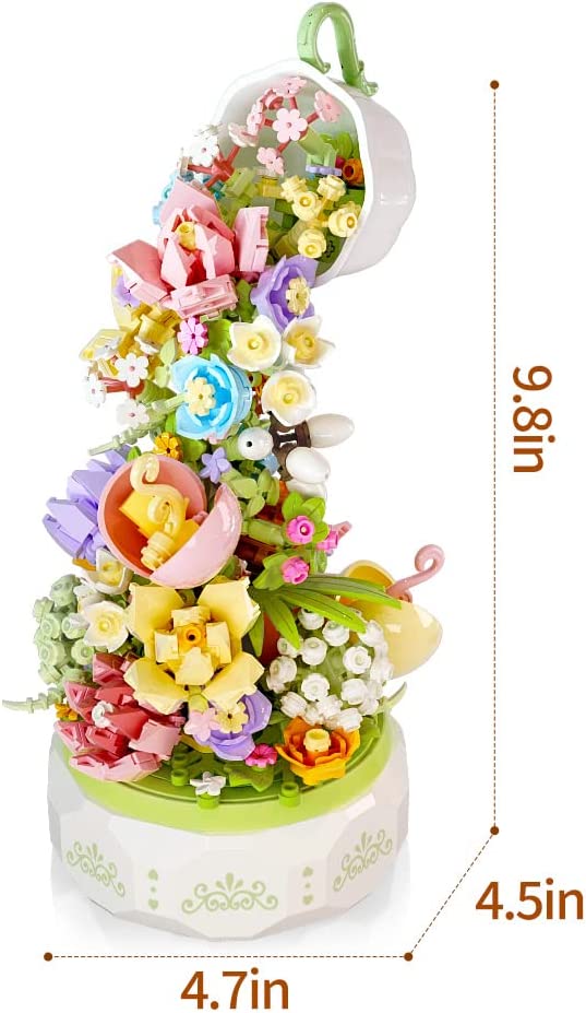 Mother's Day Gift Mesiondy Music Box Building Flowers Set Flower House DIY Music Box Kits with Light