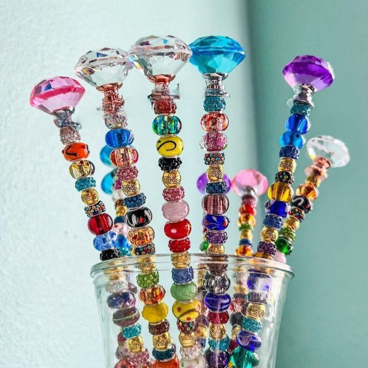 Garden Stakes Decorative Beaded Garden Stakes with Crystal Stopper  for Outdoor Decoration