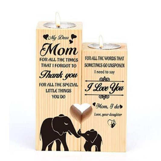 Heart-shaped Candlestick Creative Wooden Ornament Present Mother's Day Gift